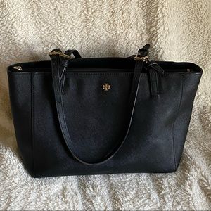 Tory Burch Black Leather York Small Buckle Tote